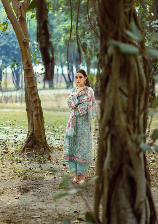 Elaf Chikankari Prints Lawn 2026=ERC-2B BATIK Aangan the essence of lawn & chiffon