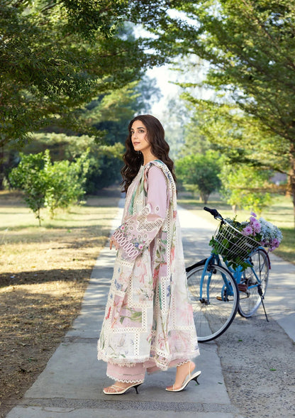 ELAF LUXURY LAWN '26=-1A MAISON PINK Aangan the essence of lawn & chiffon
