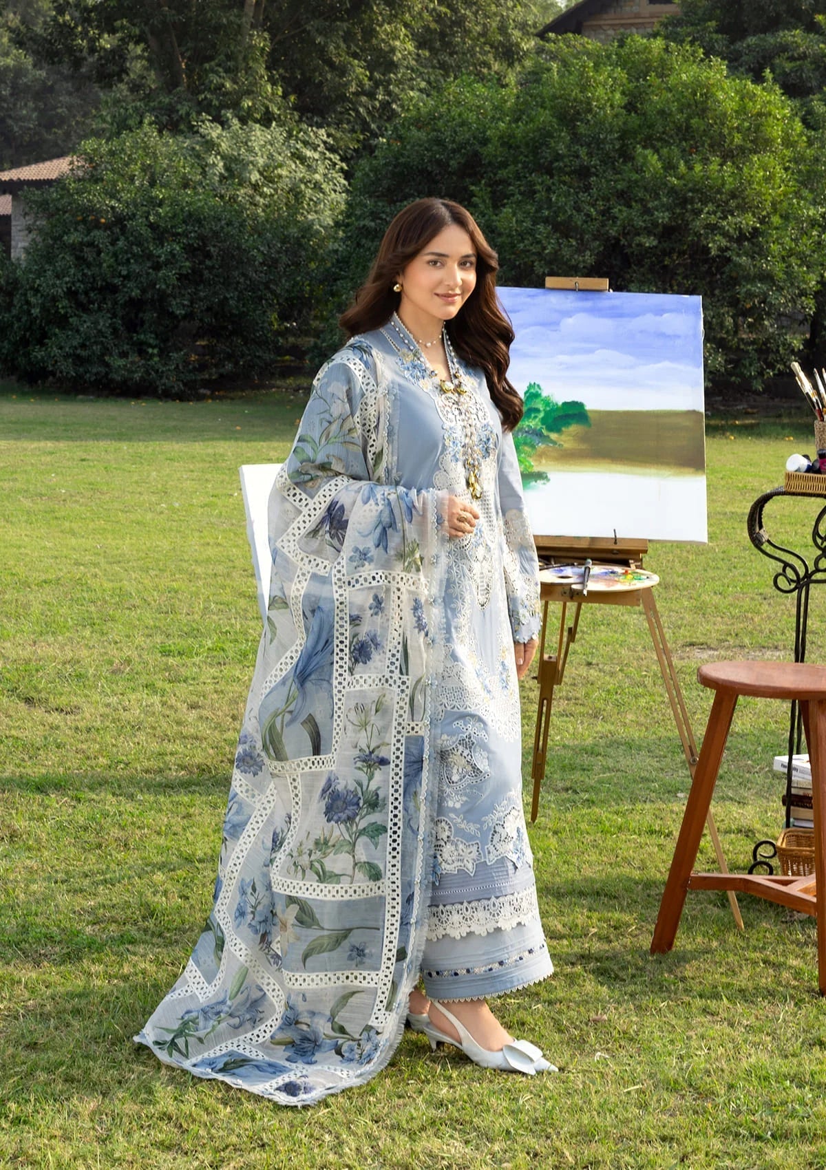 ELAF LUXURY LAWN '26=1B SERENITY Aangan the essence of lawn & chiffon