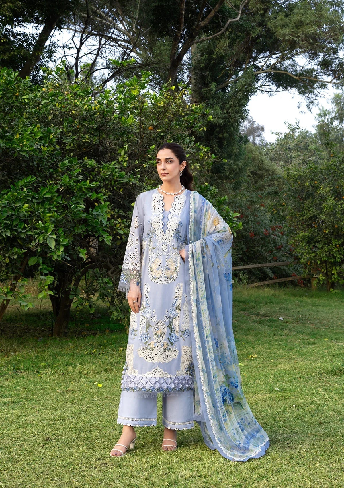ELAF LUXURY LAWN '26=12 SKY BLISS Aangan the essence of lawn & chiffon