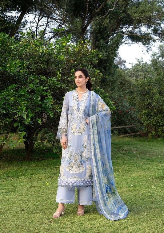 ELAF LUXURY LAWN '26=12 SKY BLISS Aangan the essence of lawn & chiffon