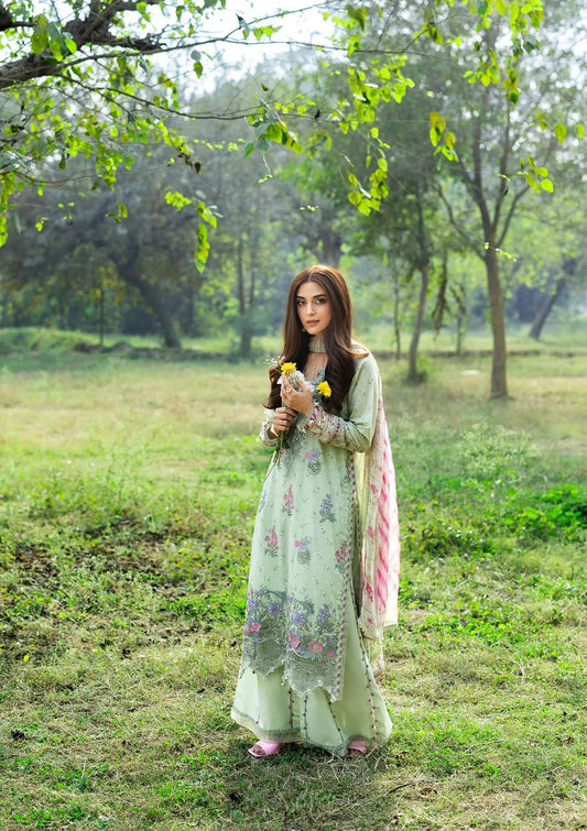 Elaf Chikankari Prints Lawn 2026=ERC-7B NAHL Aangan the essence of lawn & chiffon