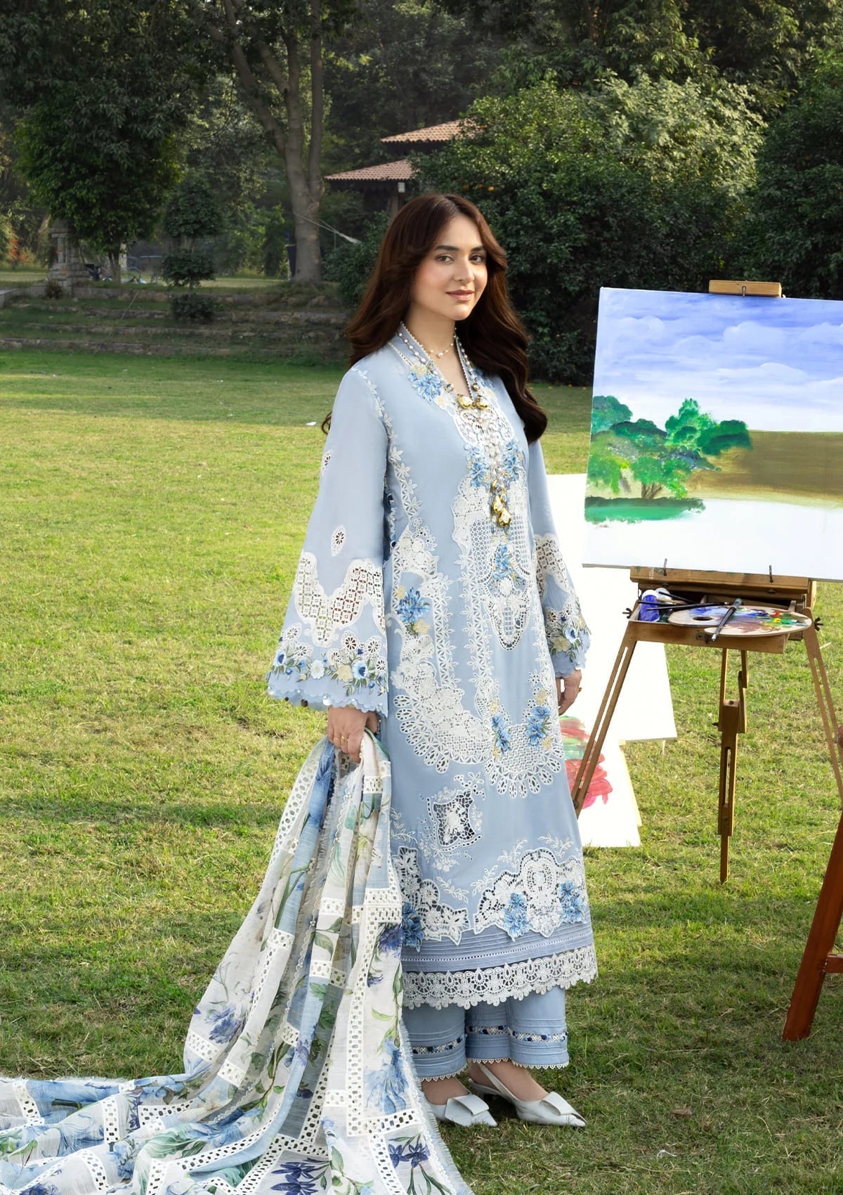ELAF LUXURY LAWN '26=1B SERENITY Aangan the essence of lawn & chiffon