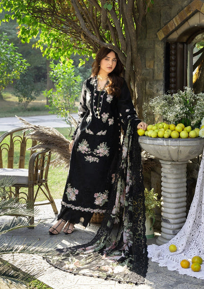 ELAF LUXURY LAWN '26=2B MIDNIGHT BLOSSOM Aangan the essence of lawn & chiffon