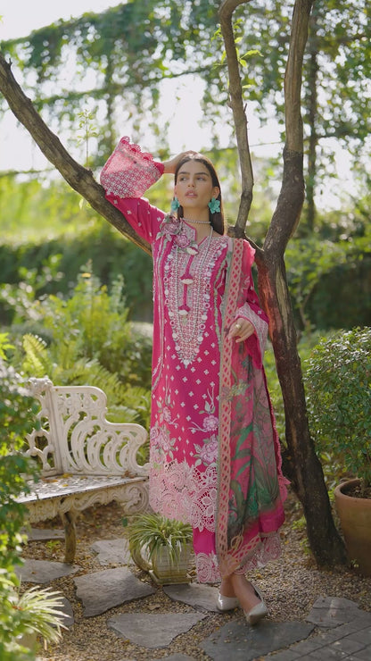 Mushq Amoi luxury lawn 2026= Blushing Rose Aangan | the Essence of Lawn & Chiffon