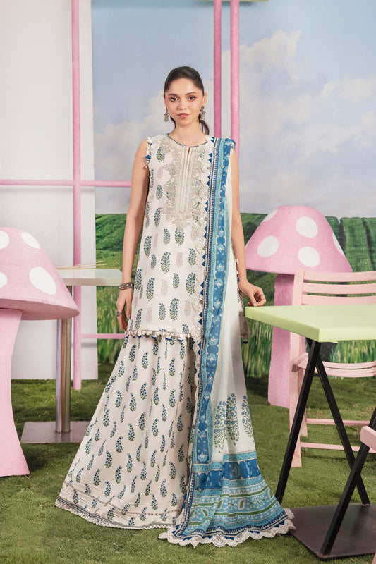 MARIA.B M.BASIC LAWN 202=5A Aangan the essence of lawn & chiffon