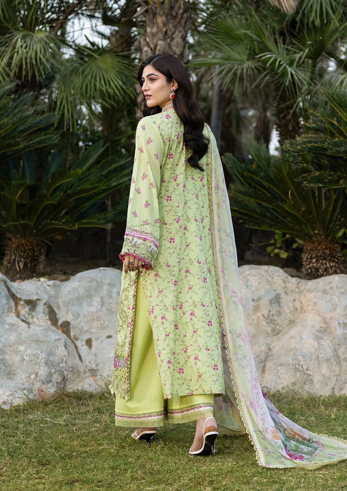 Elaf Chikankari Prints Lawn 2026=ERC--2A HINA Aangan the essence of lawn & chiffon