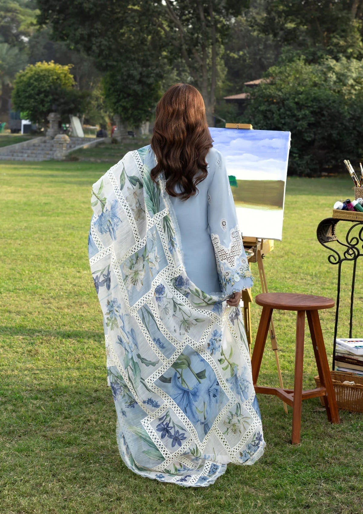 ELAF LUXURY LAWN '26=1B SERENITY Aangan the essence of lawn & chiffon