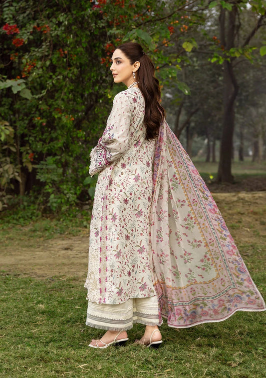 Elaf Chikankari Prints Lawn 2026=ERC-5A MEHR Aangan the essence of lawn & chiffon