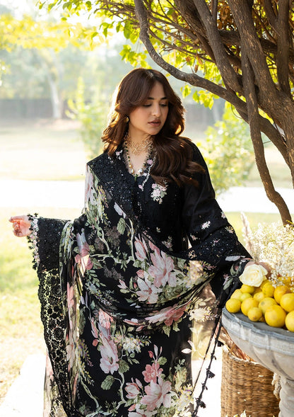 ELAF LUXURY LAWN '26=2B MIDNIGHT BLOSSOM Aangan the essence of lawn & chiffon