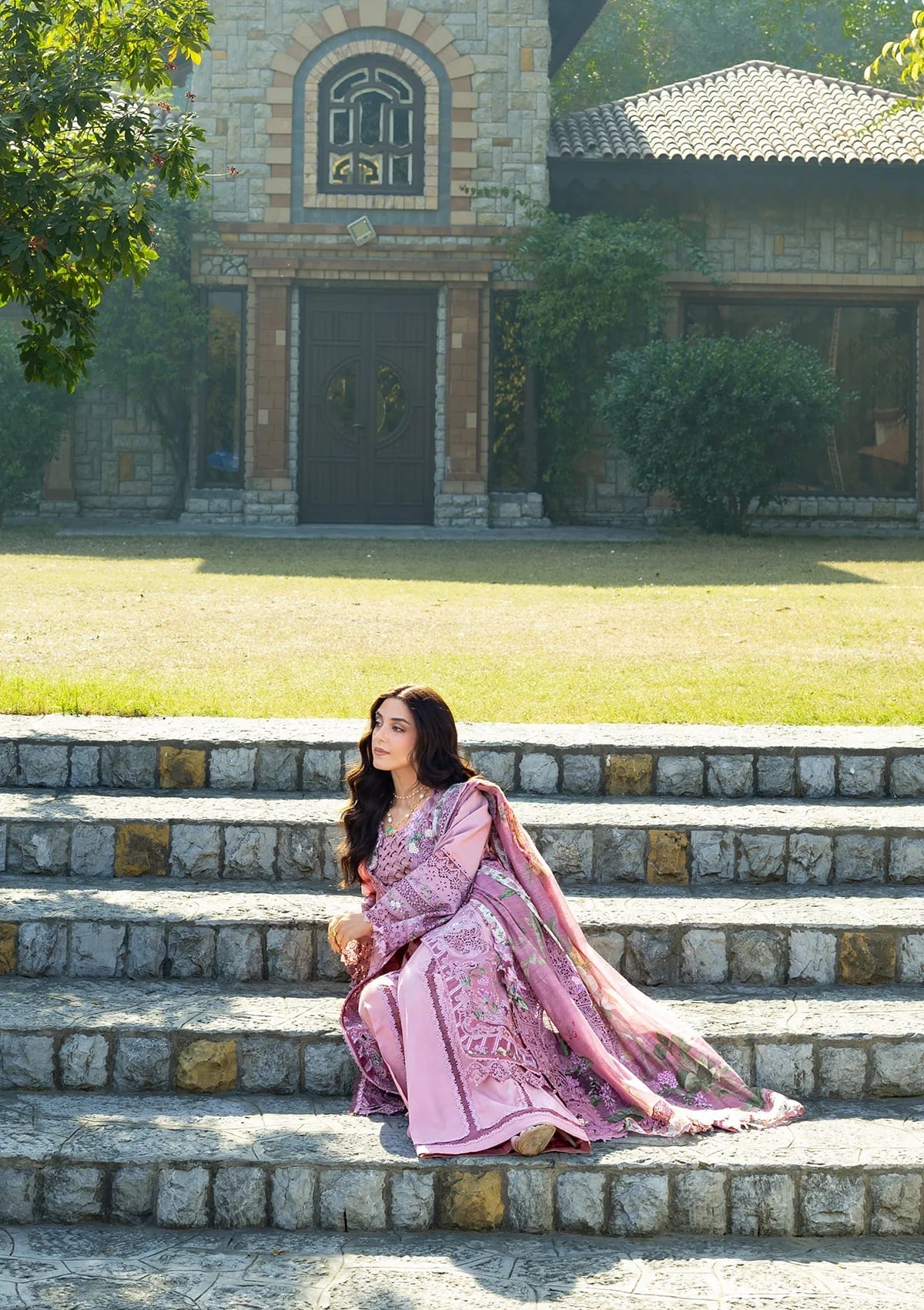 ELAF LUXURY LAWN '26=-09 ROSEE Aangan the essence of lawn & chiffon