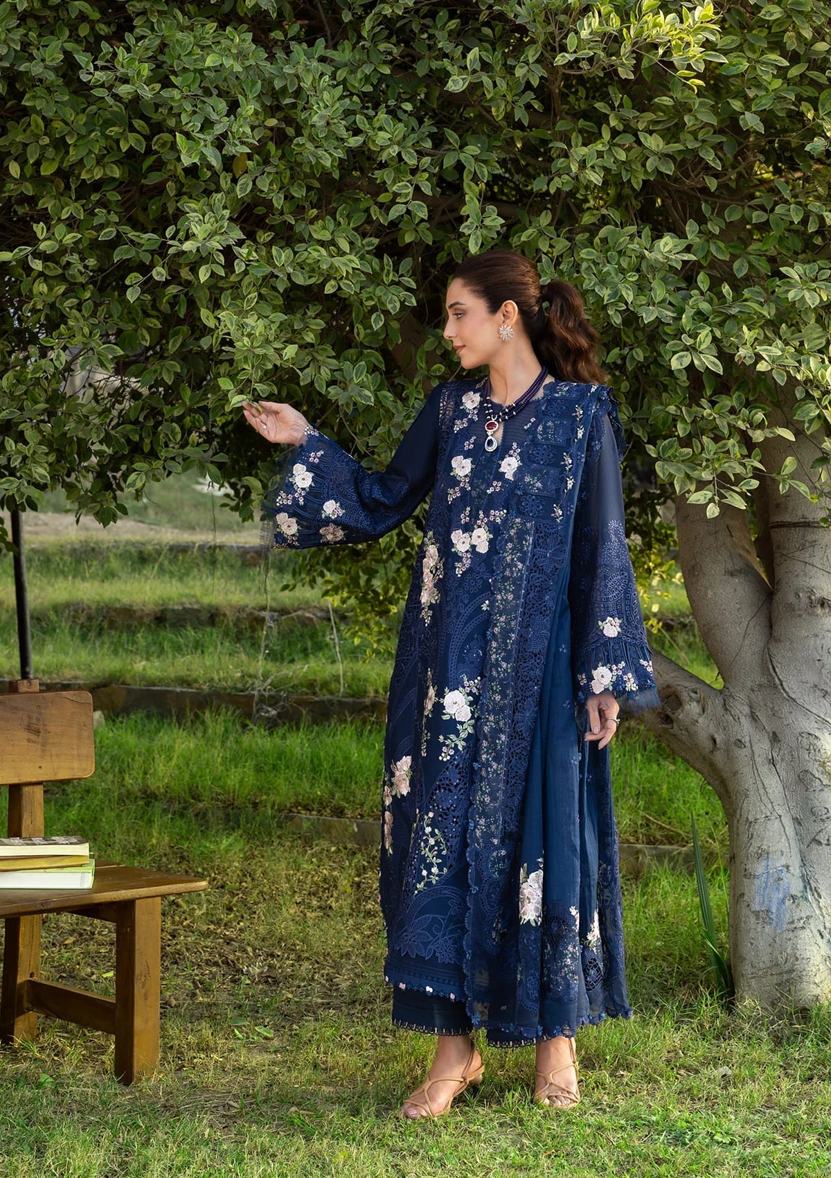 ELAF LUXURY LAWN '26=4B BLUE BELLE Aangan the essence of lawn & chiffon