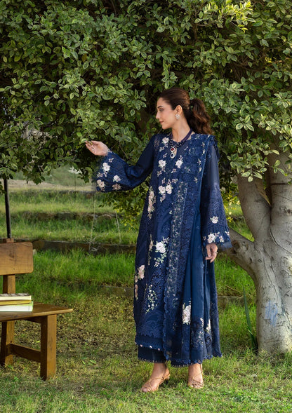 ELAF LUXURY LAWN '26=4B BLUE BELLE Aangan the essence of lawn & chiffon