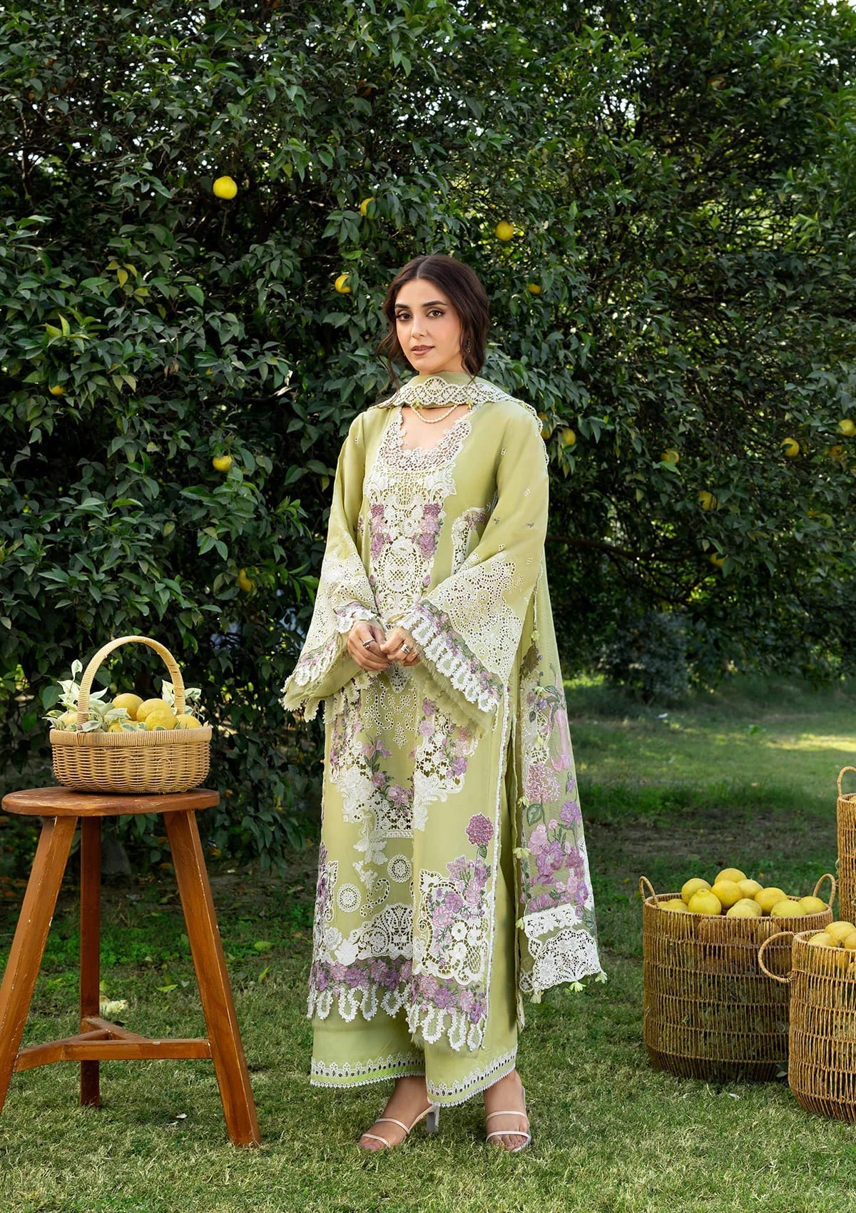 ELAF LUXURY LAWN '26=-08 PISTACHIA Aangan the essence of lawn & chiffon