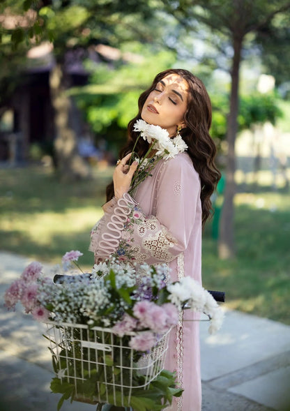 ELAF LUXURY LAWN '26=-1A MAISON PINK Aangan the essence of lawn & chiffon