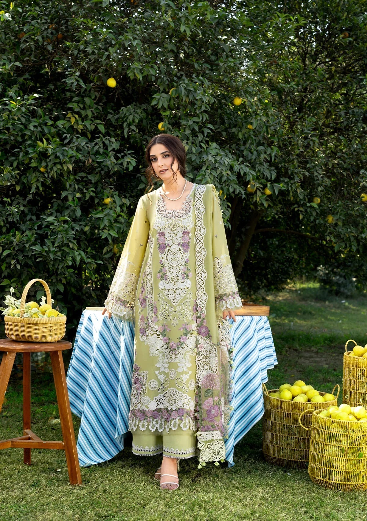 ELAF LUXURY LAWN '26=-08 PISTACHIA Aangan the essence of lawn & chiffon