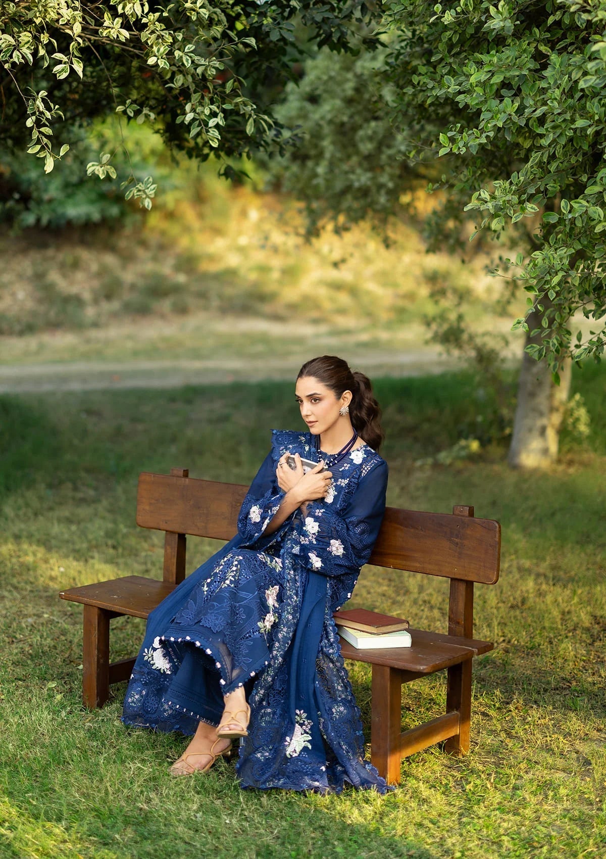 ELAF LUXURY LAWN '26=4B BLUE BELLE Aangan the essence of lawn & chiffon