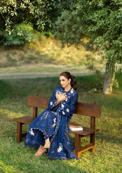 ELAF LUXURY LAWN '26=4B BLUE BELLE Aangan the essence of lawn & chiffon