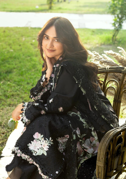 ELAF LUXURY LAWN '26=2B MIDNIGHT BLOSSOM Aangan the essence of lawn & chiffon