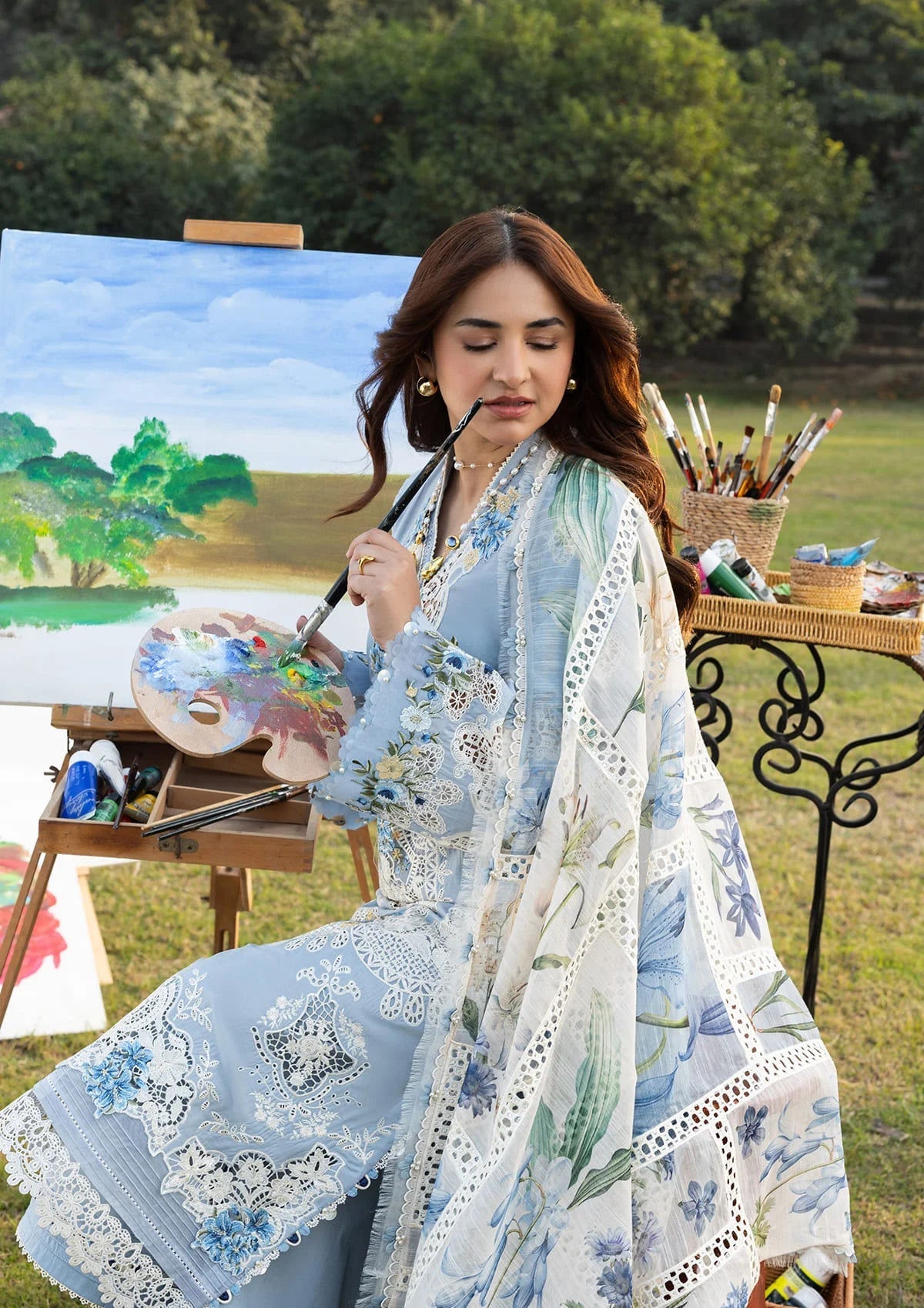 ELAF LUXURY LAWN '26=1B SERENITY Aangan the essence of lawn & chiffon