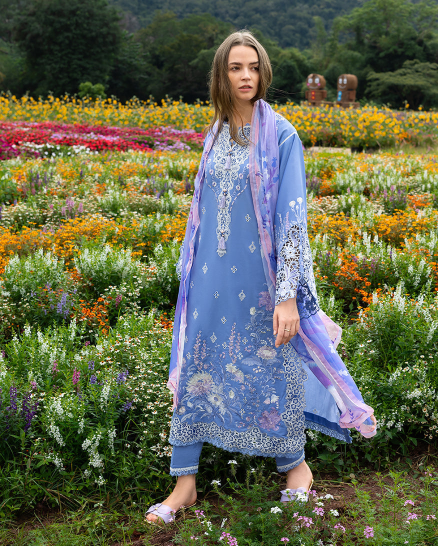 Secret Garden Hemline Lawn by Mushq 2026| Azure Bloom Aangan | the Essence of Lawn & Chiffon