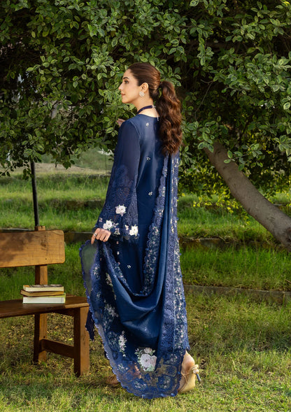 ELAF LUXURY LAWN '26=4B BLUE BELLE Aangan the essence of lawn & chiffon