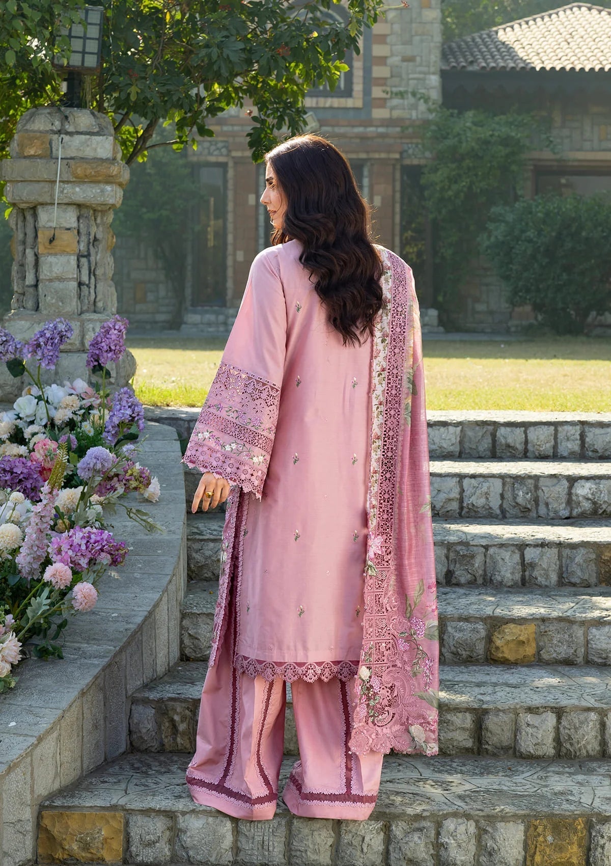ELAF LUXURY LAWN '26=-09 ROSEE Aangan the essence of lawn & chiffon