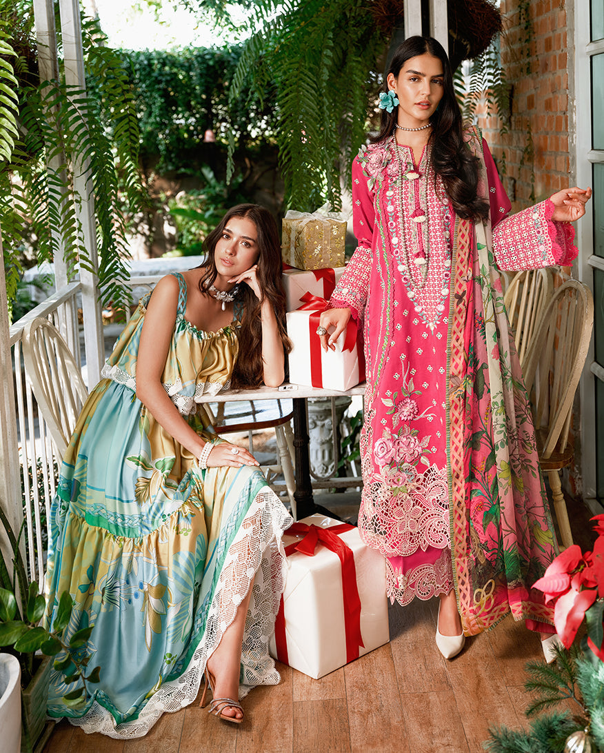 Mushq Amoi luxury lawn 2026= Blushing Rose Aangan | the Essence of Lawn & Chiffon