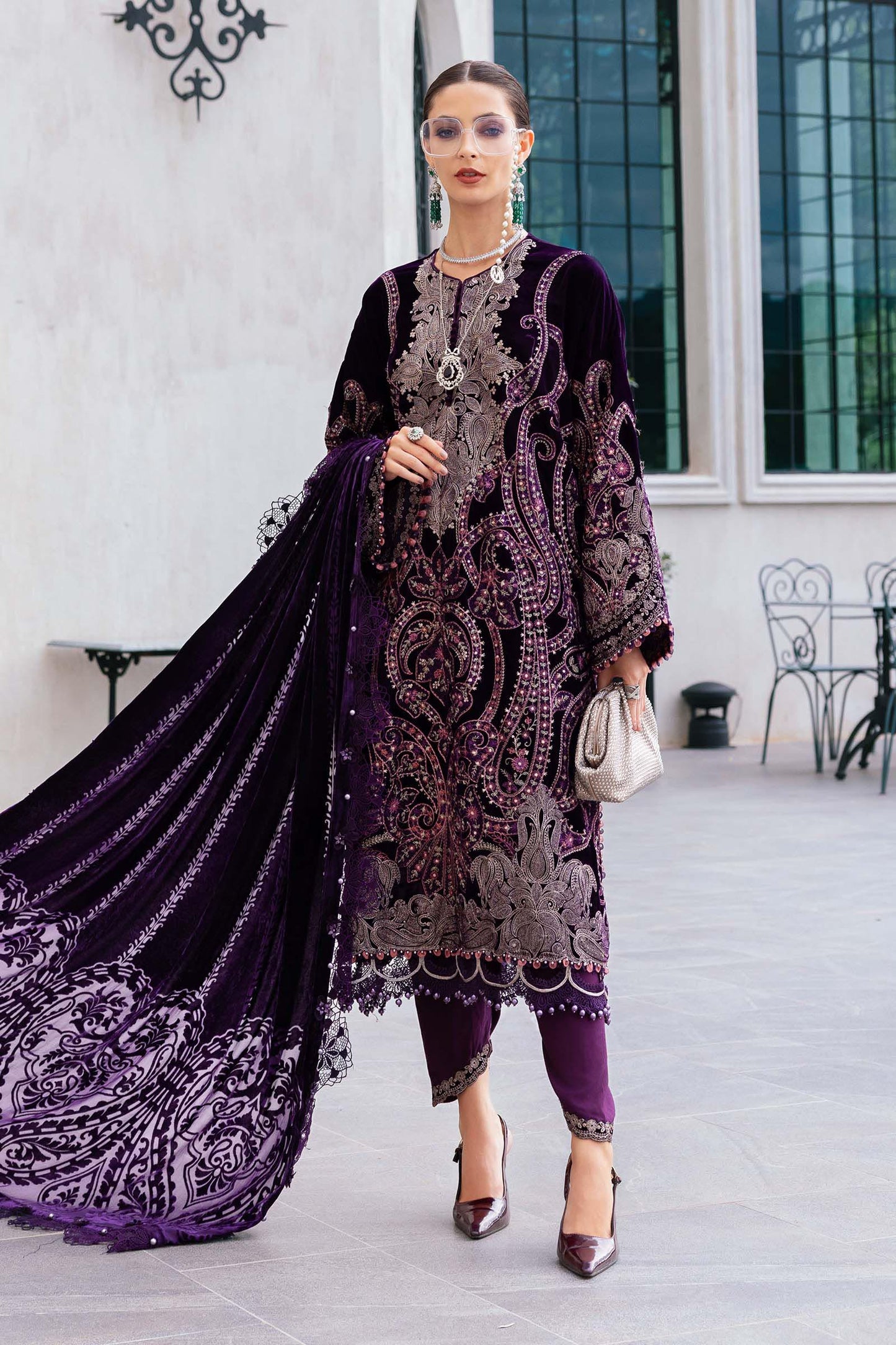 Maria.b winter lux 2025-WL-1311 Aangan the essence of lawn & chiffon