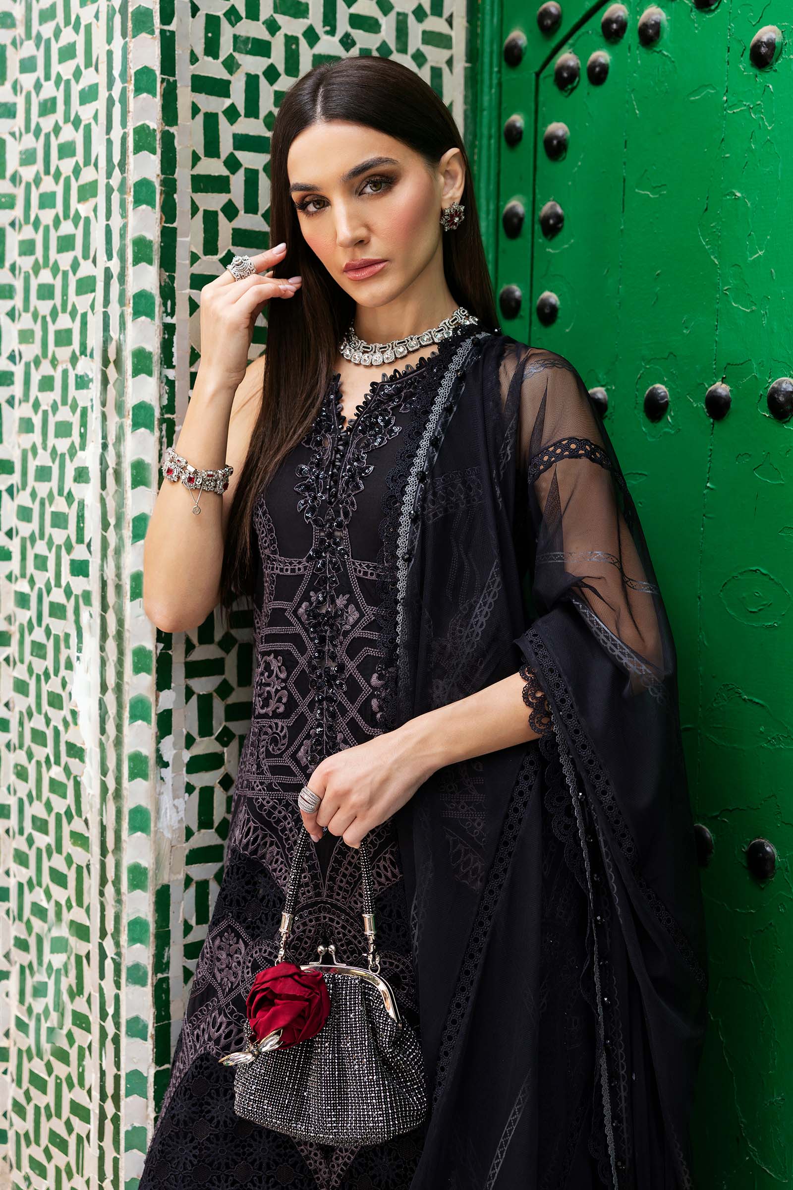 Maria B unstitched embroidered lawn suit in hyderabad