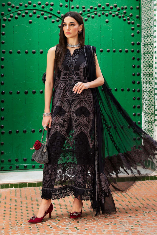 🖼️ Alt Text
Maria B unstitched embroidered lawn suit with printed dupatta and cambric trouser, ideal for Eid and summer wear.
