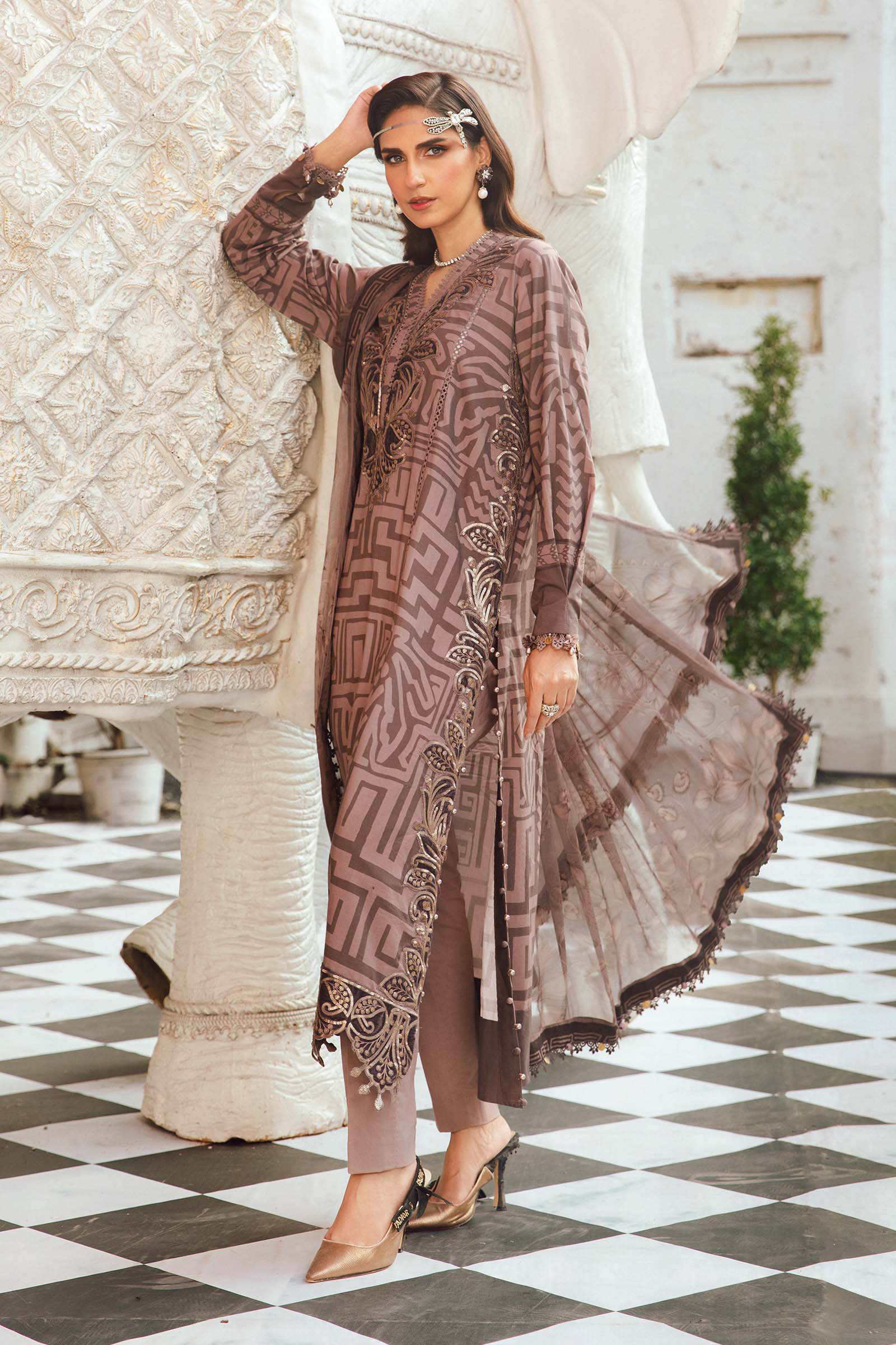 MARIA B Mprints Fall Winter Collection 2025 | MPT-2703-B Aangan the essence of lawn & chiffon