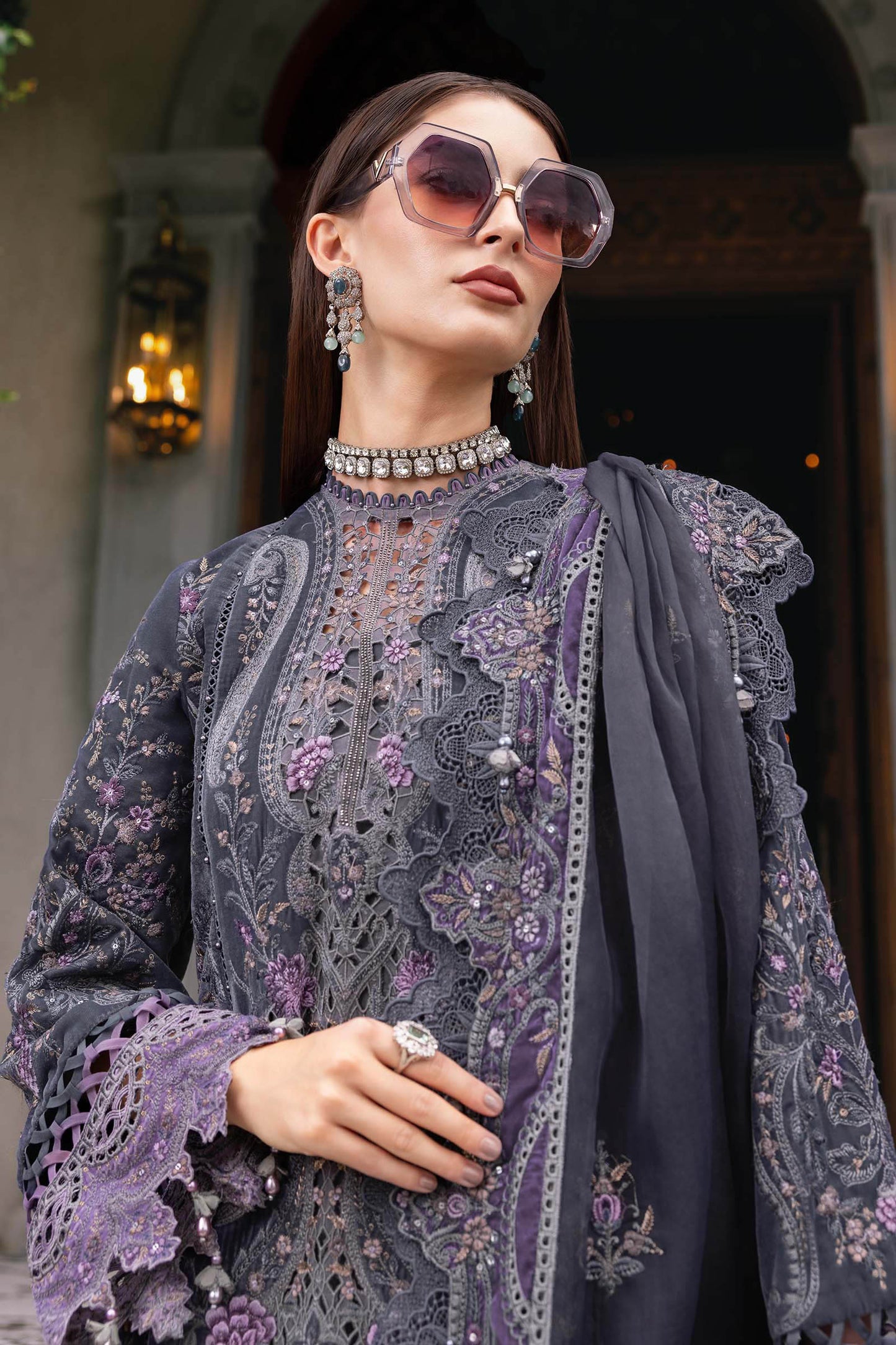 Maria.b winter lux 2025-WL-1305 Aangan the essence of lawn & chiffon
