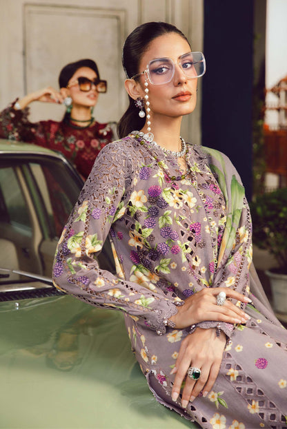 Maria B MPrint Fall/Winter fashion shoot showcasing embroidered khaddar suit with matching dupatta
