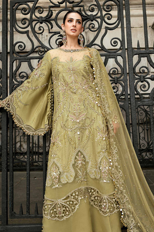 Buy Maria B designer suits for weddings in India
• 	Original Pakistani festive wear by Maria B Soirée
• 	Maria B Soirée chiffon suits with embroidery India deliver