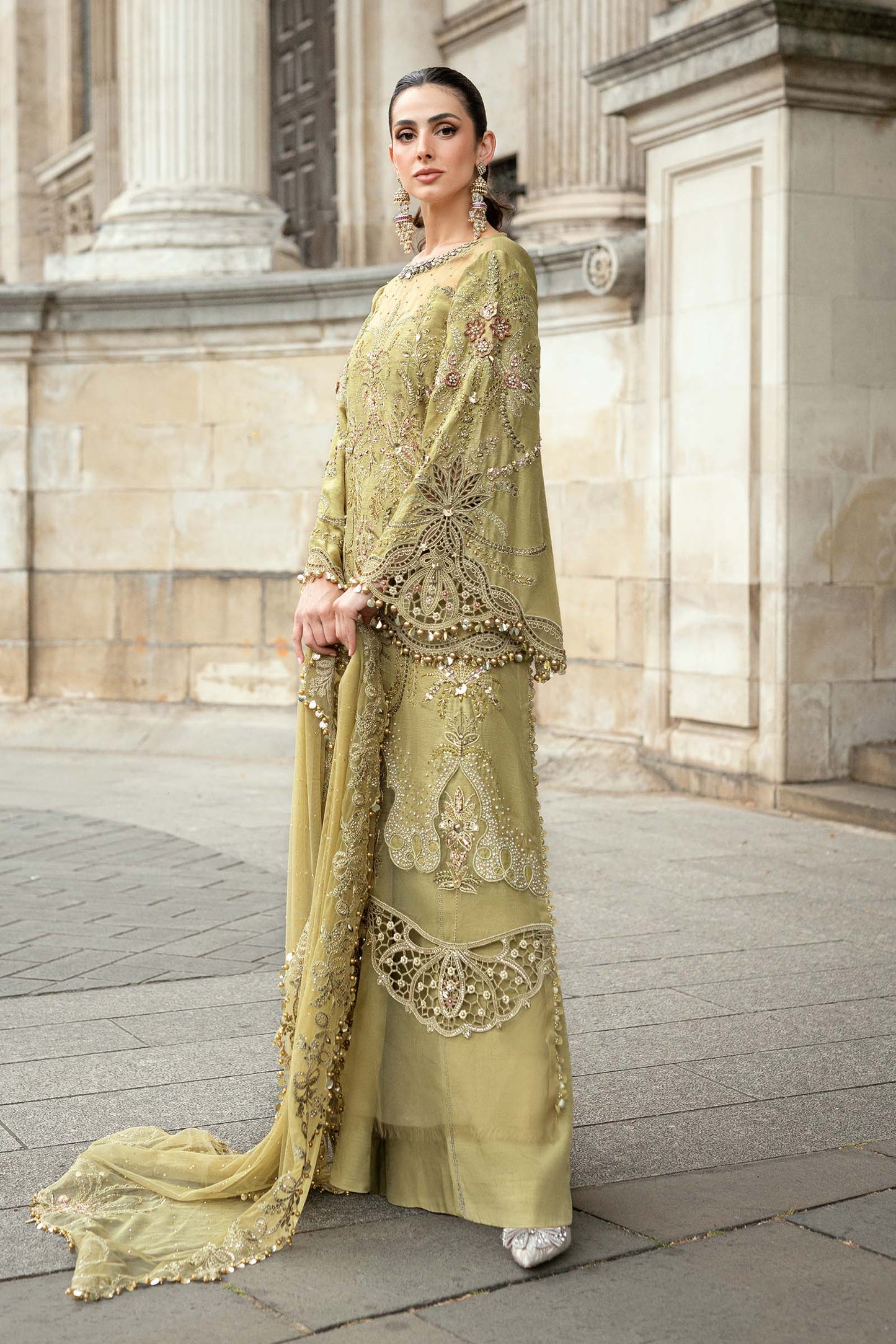 Buy Maria B designer suits for weddings in India
• 	Original Pakistani festive wear by Maria B Soirée
• 	Maria B Soirée chiffon suits with embroidery India deliver
