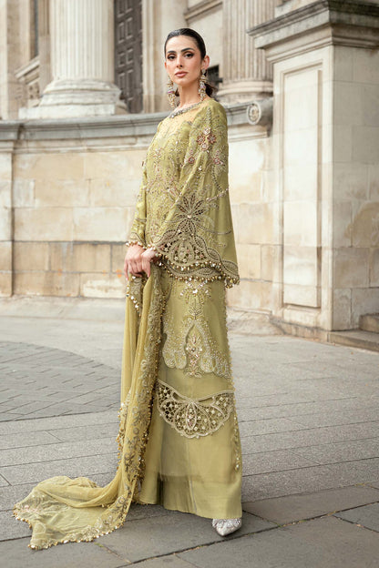 Buy Maria B designer suits for weddings in India
• 	Original Pakistani festive wear by Maria B Soirée
• 	Maria B Soirée chiffon suits with embroidery India deliver