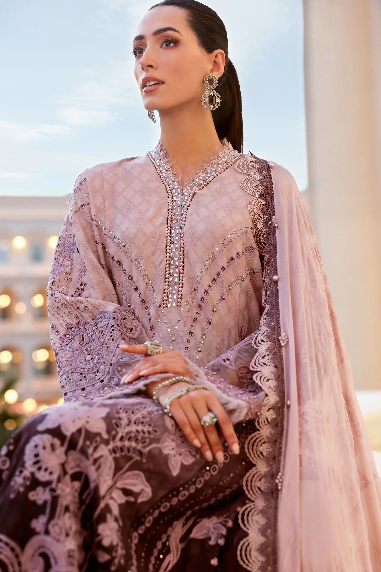Maria B luxury Lawn 2026=01b Aangan | the Essence of Lawn & Chiffon