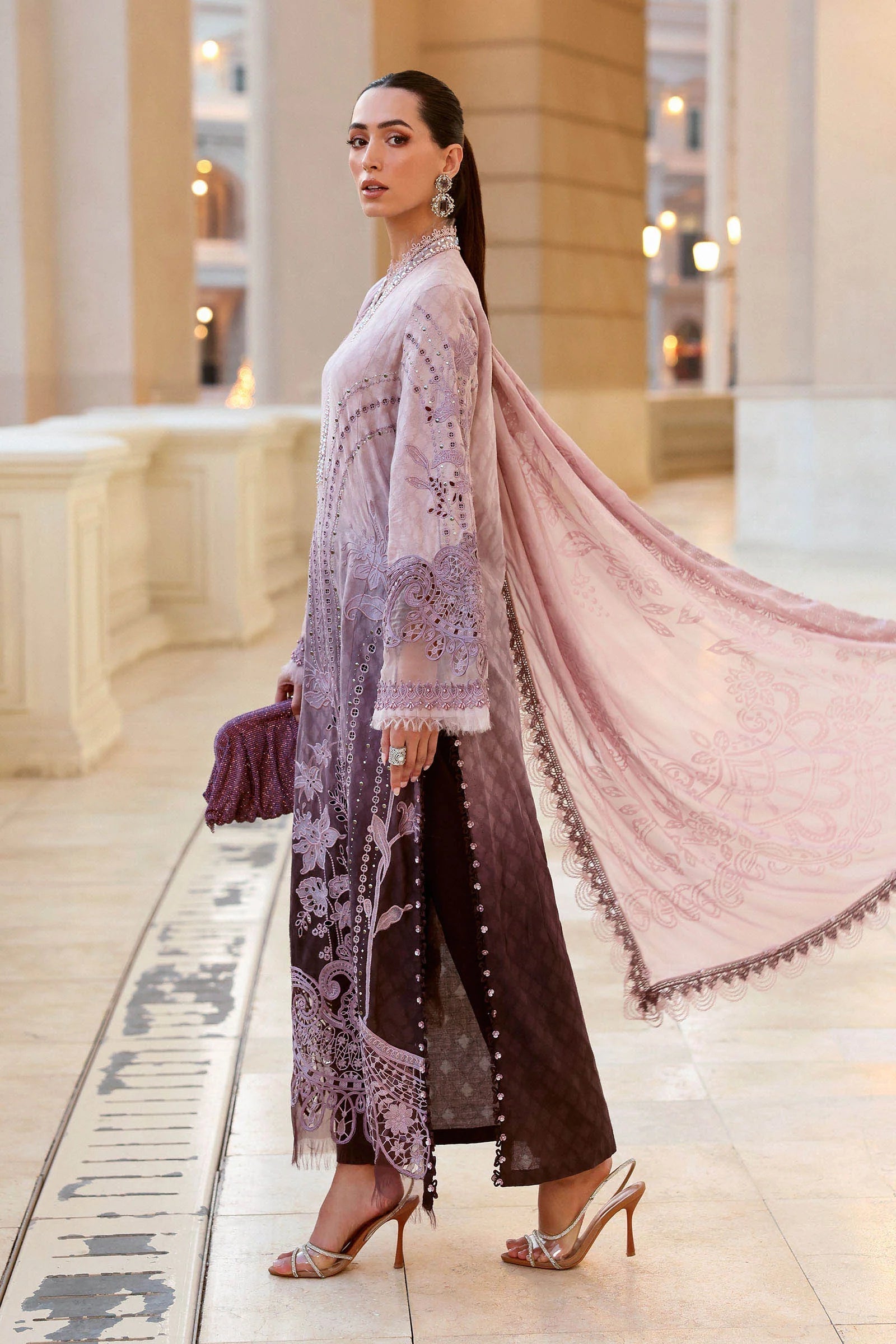 Maria B luxury Lawn 2026=01b Aangan | the Essence of Lawn & Chiffon