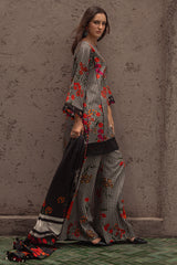 Charizma CPrint unstitched winter linen suit with printed shawl