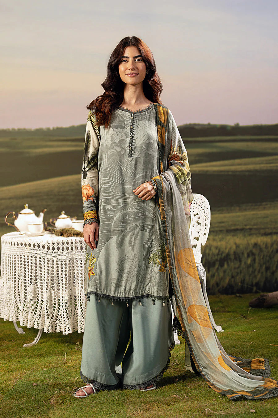 MB-PFUS25-06A | Maria B | Mbasic Fall Collection 2025 Aangan.the essence of lawn & chiffon