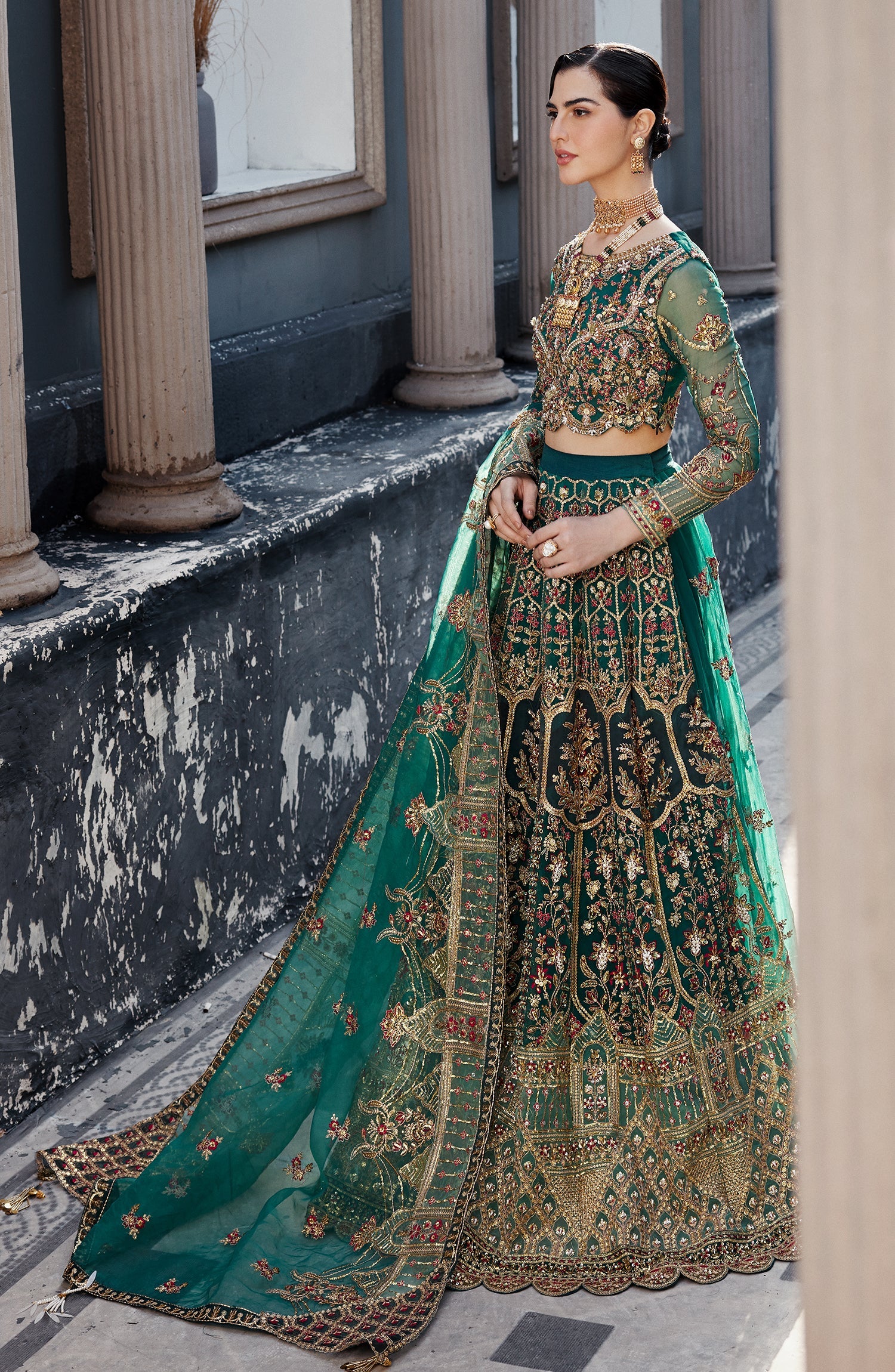 - “Unstitched original Pakistani suit with dupatta and raw silk trousers”
