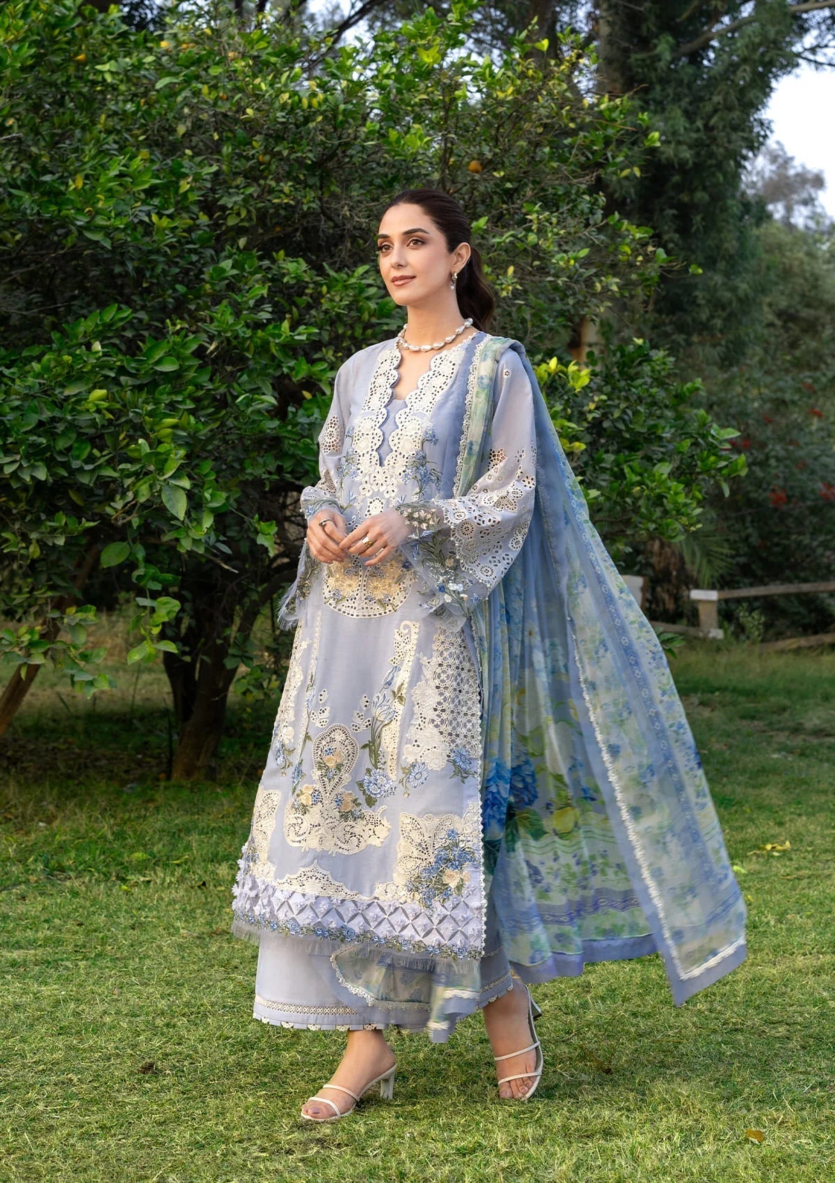 ELAF LUXURY LAWN '26=12 SKY BLISS Aangan the essence of lawn & chiffon