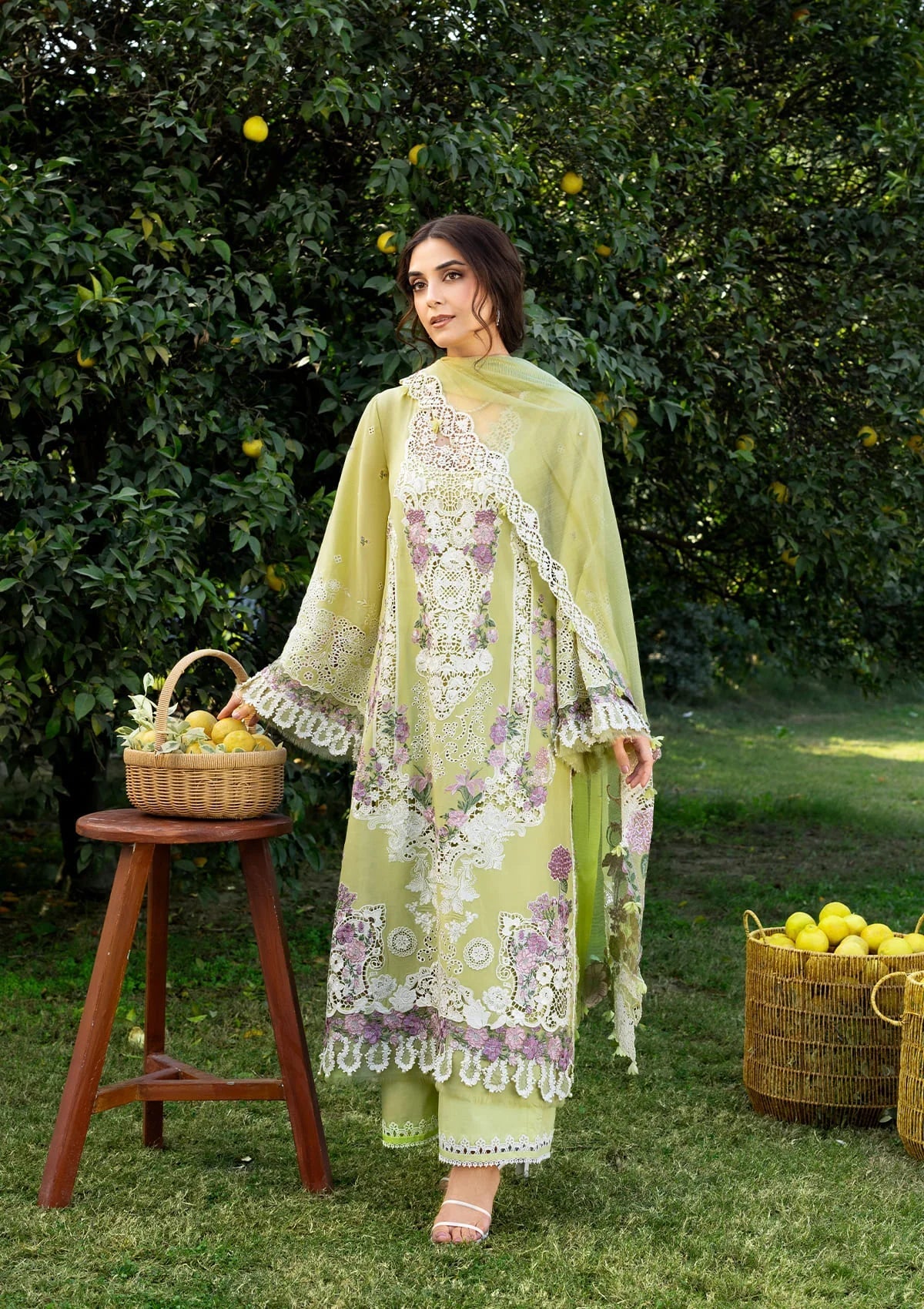 ELAF LUXURY LAWN '26=-08 PISTACHIA Aangan the essence of lawn & chiffon