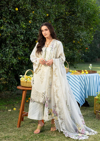 ELAF LUXURY LAWN '26=-3A PERLE Aangan the essence of lawn & chiffon