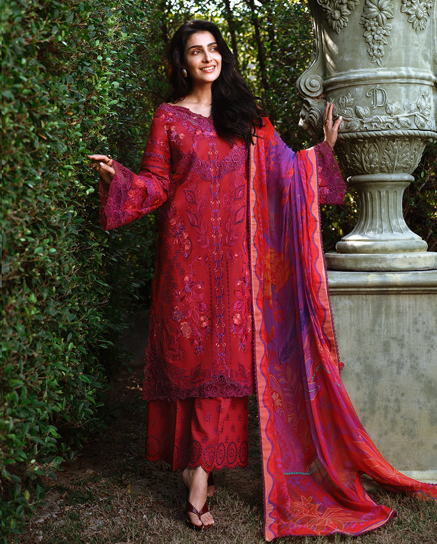 Mushq Amoi luxury lawn 2026=Falling Petals Aangan | the Essence of Lawn & Chiffon