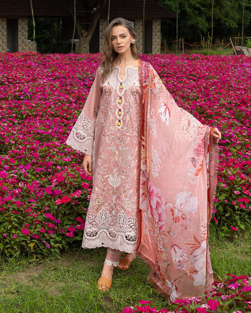 Secret Garden Hemline Lawn by Mushq 2026|Peach Blossom Aangan | the Essence of Lawn & Chiffon