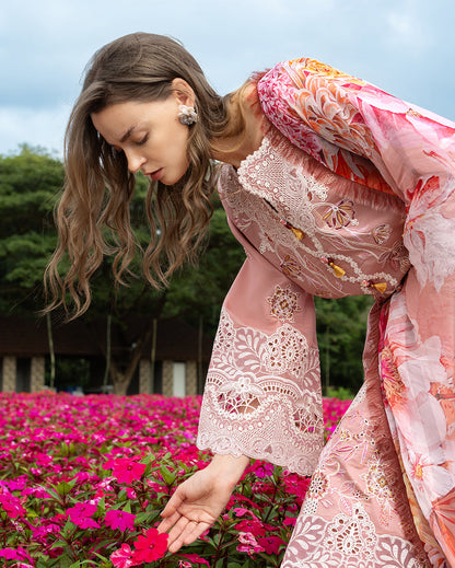 Secret Garden Hemline Lawn by Mushq 2026|Peach Blossom Aangan | the Essence of Lawn & Chiffon