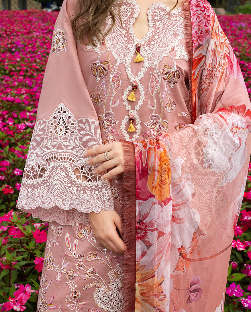 Secret Garden Hemline Lawn by Mushq 2026|Peach Blossom Aangan | the Essence of Lawn & Chiffon