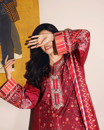 Mushq Soft Spotlight Red - dupatta detail